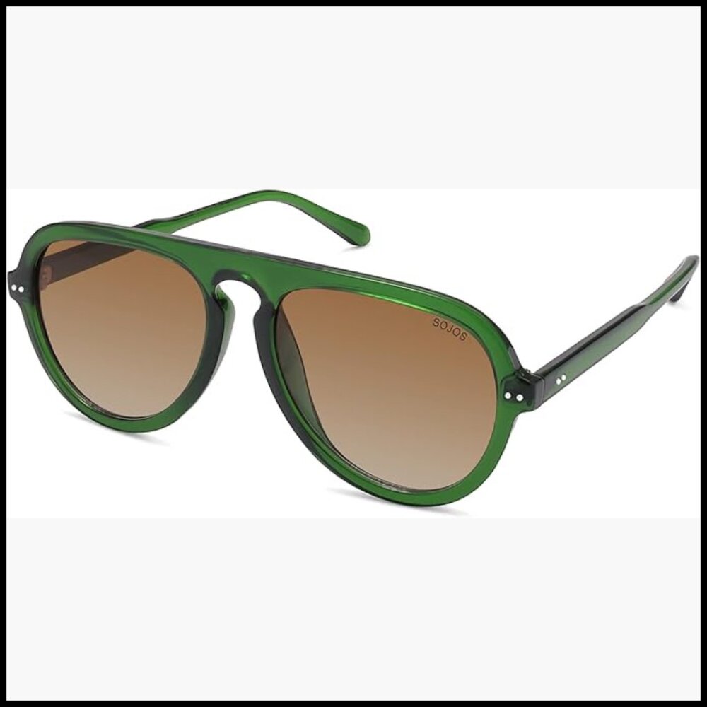 Retro Aviator Sunglasses with Plastic Frame and UV400 Protection